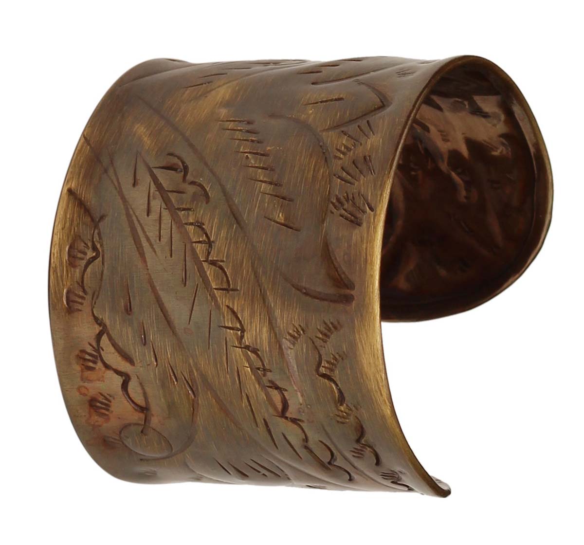 Brass Cuff Bracelet - 2.5” Copper Tone with Etched Pattern - Antique-Look Accessories / Gifts for Her - Buy in Bulk Wholesale